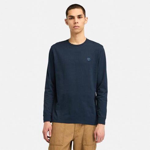 Timberland Mens Chest Logo Longsleeve Tee (Reg) in Dark Blue