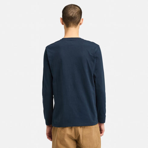 Timberland Mens Chest Logo Longsleeve Tee (Reg) in Dark Blue