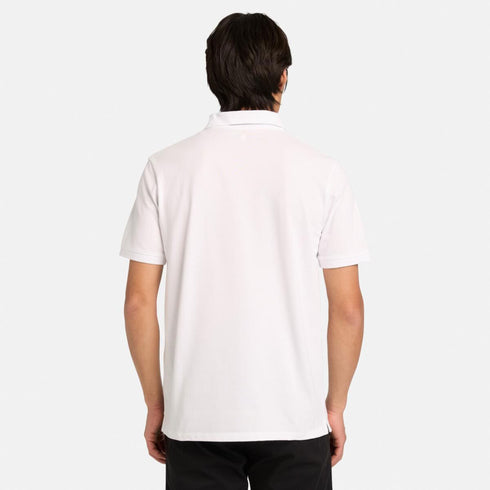 Timberland Mens Branded Collar Short Sleeve Polo in White