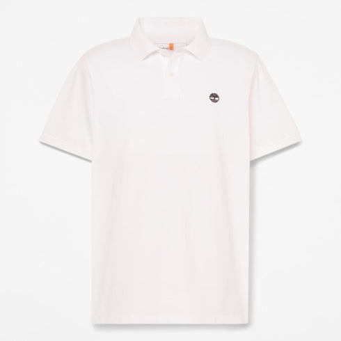 Timberland Mens Branded Collar Short Sleeve Polo in White