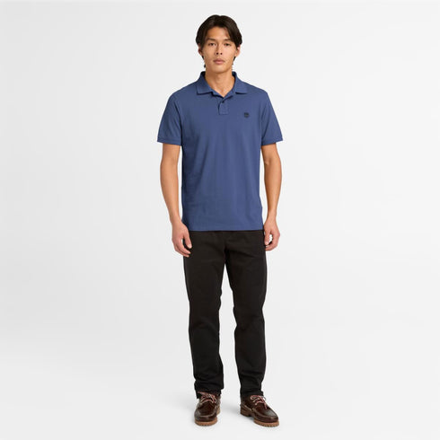 Timberland Mens Branded Collar Short Sleeve Polo in Blue