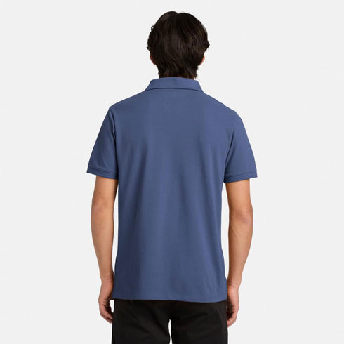 Timberland Mens Branded Collar Short Sleeve Polo in Blue