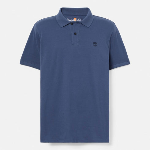 Timberland Mens Branded Collar Short Sleeve Polo in Blue