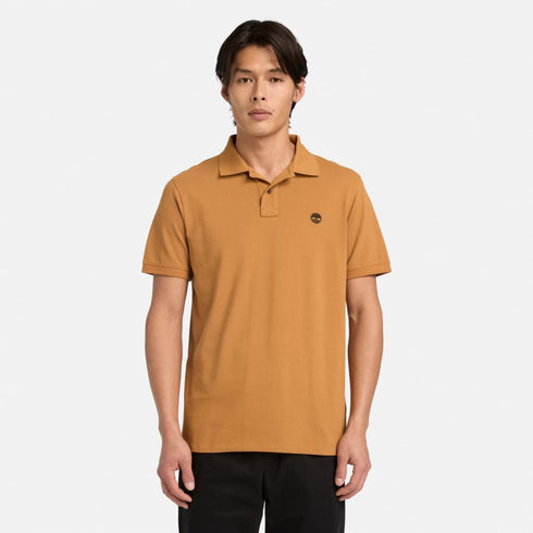 Timberland Mens Branded Collar Short Sleeve Polo in Brown