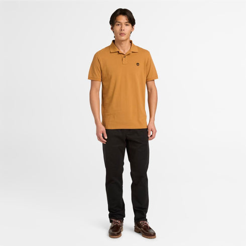 Timberland Mens Branded Collar Short Sleeve Polo in Brown