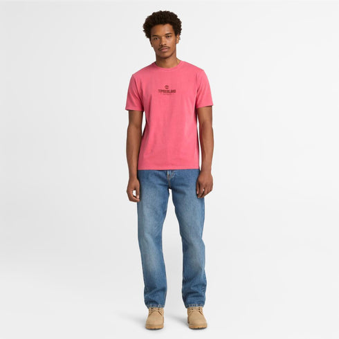 Timberland Mens Garment Dyed Short Sleeve Tee in Red