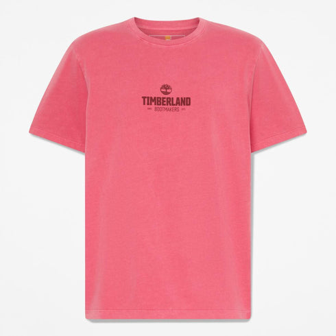 Timberland Mens Garment Dyed Short Sleeve Tee in Red