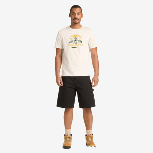 Timberland Mens Mountain Graphic Short Sleeve Tee in White