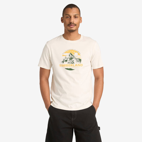Timberland Mens Mountain Graphic Short Sleeve Tee in White
