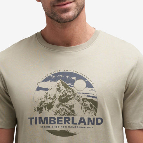 Timberland Mens Mountain Graphic Short Sleeve Tee in Beige
