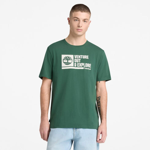 Timberland Mens Front Graphic Shortsleeve Tee in Green