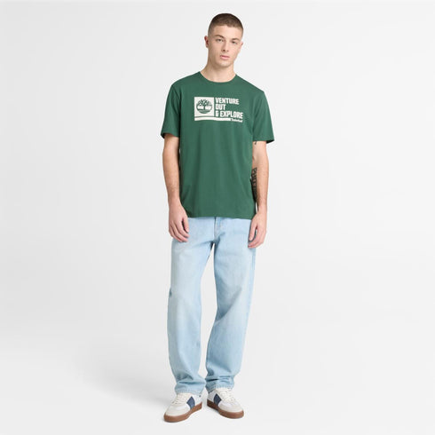 Timberland Mens Front Graphic Shortsleeve Tee in Green