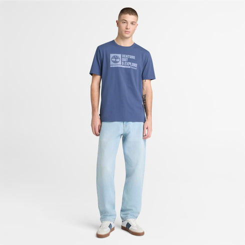 Timberland Mens Front Graphic Shortsleeve Tee in Blue