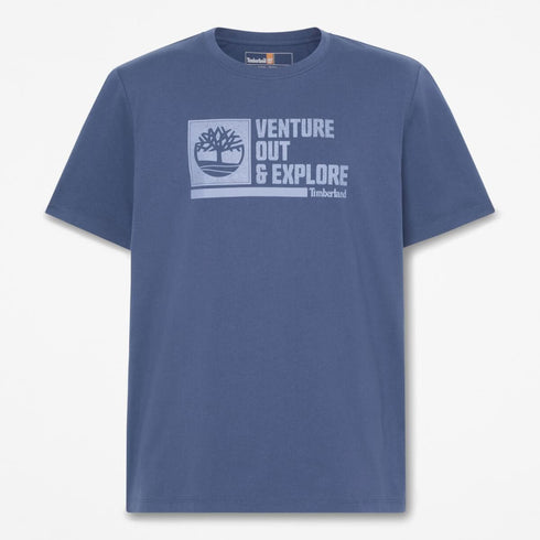 Timberland Mens Front Graphic Shortsleeve Tee in Blue