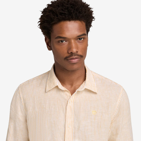 Timberland Mens Mill Brook Linen Striped Shirt in Yellow