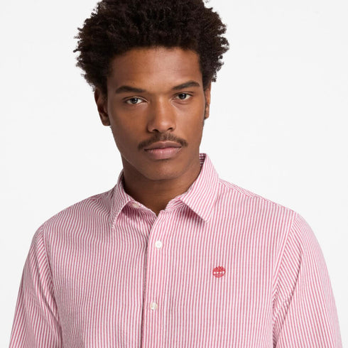 Timberland Mens Ls Seersucker Striped Shirt (Regular) in Red