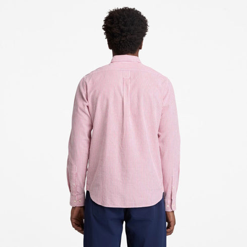 Timberland Mens Ls Seersucker Striped Shirt (Regular) in Red