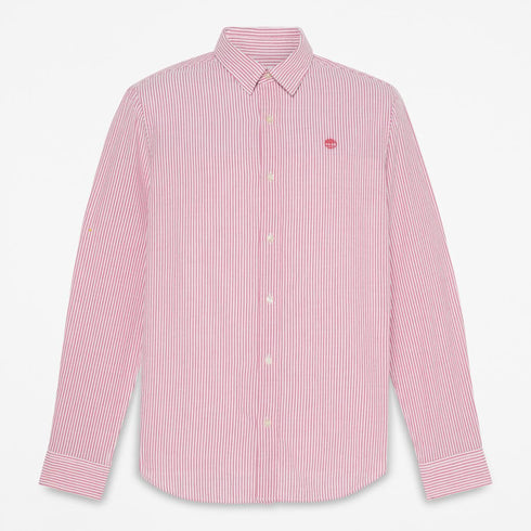 Timberland Mens Ls Seersucker Striped Shirt (Regular) in Red
