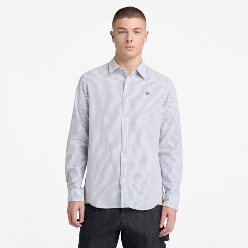 Timberland Mens Ls Seersucker Striped Shirt (Regular) in Blue