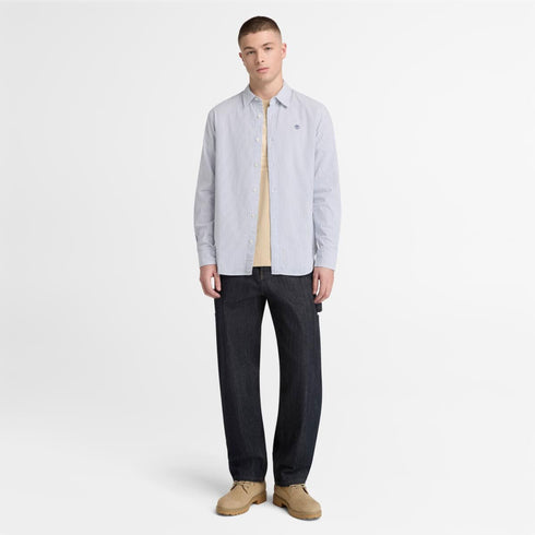 Timberland Mens Ls Seersucker Striped Shirt (Regular) in Blue