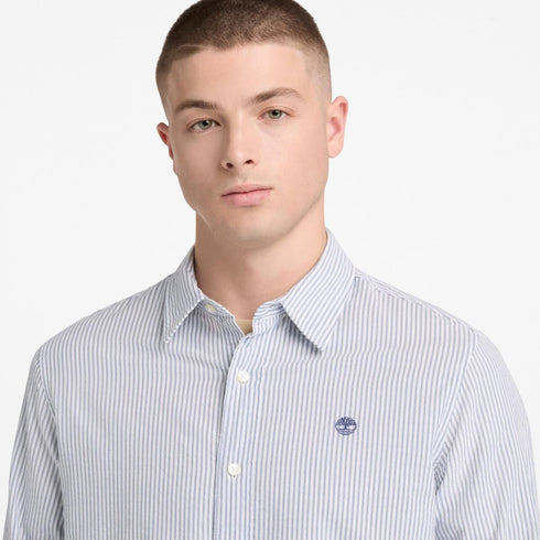 Timberland Mens Ls Seersucker Striped Shirt (Regular) in Blue