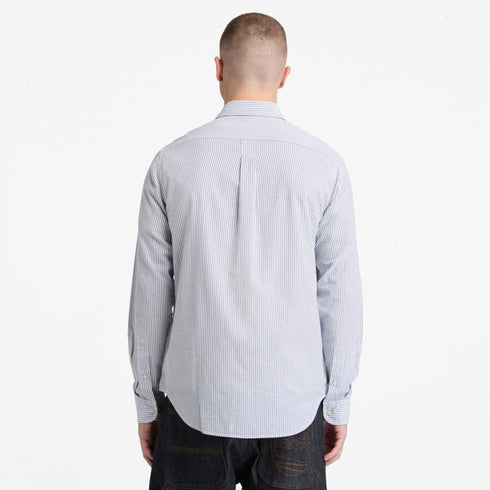 Timberland Mens Ls Seersucker Striped Shirt (Regular) in Blue