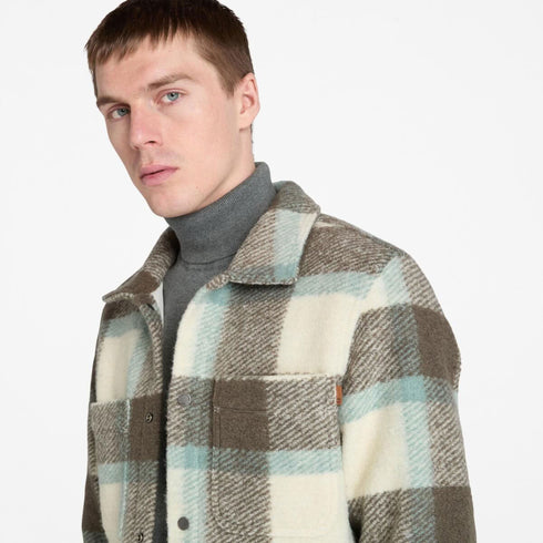 Timberland Mens Wool Blend Shacket - Shirt in Natural
