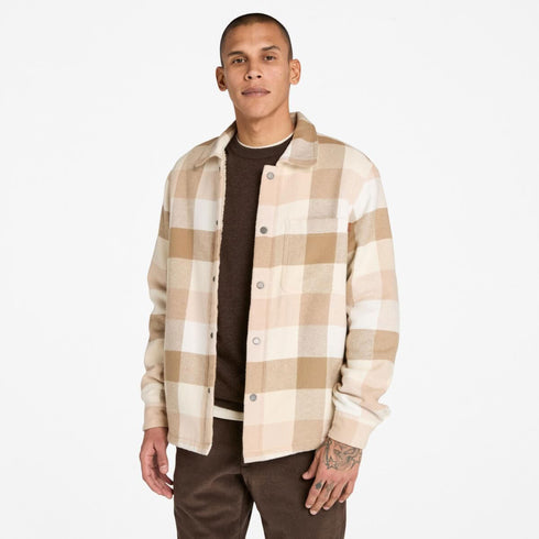 Timberland Mens High Pile Lined Overshirt in Natural