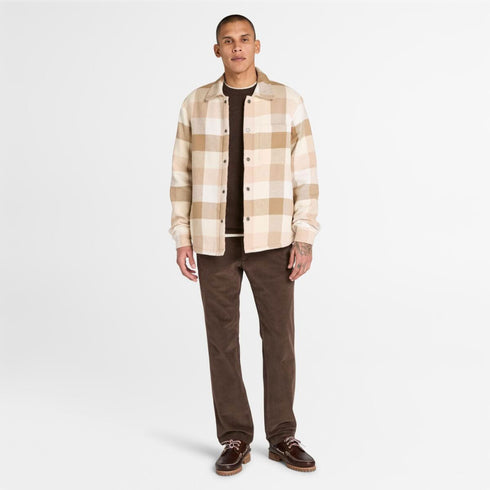 Timberland Mens High Pile Lined Overshirt in Natural