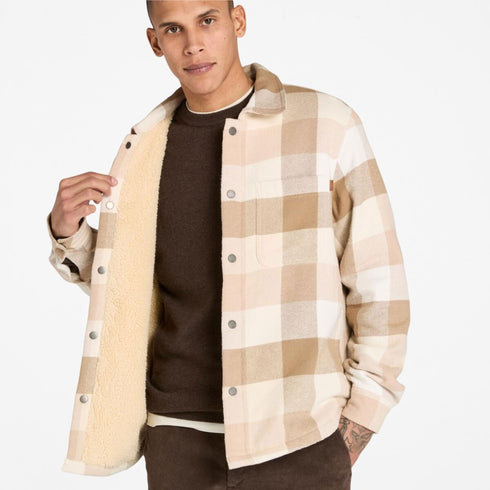 Timberland Mens High Pile Lined Overshirt in Natural