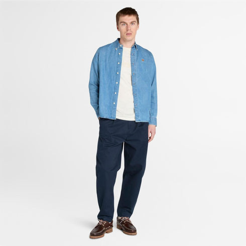 Timberland Mens Denim Shirt in Light Blue