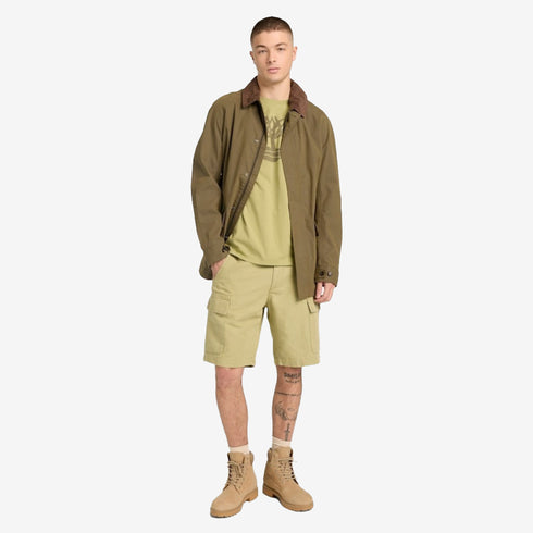 Timberland Mens Brookline Cotton Linen Cargo Short in Green