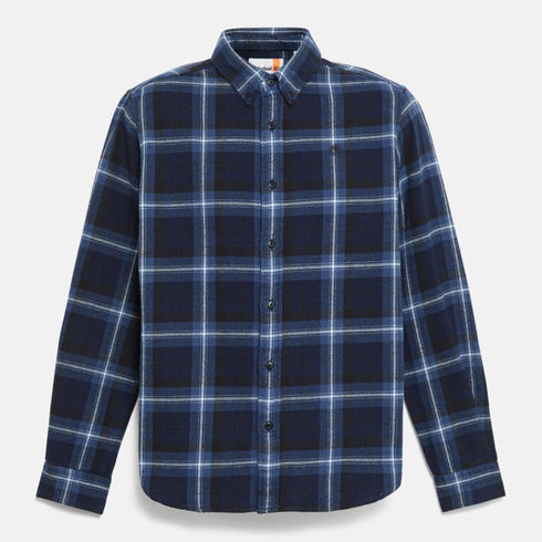 Timberland Mens Midweight Flannel Check Shirt in Dark Blue