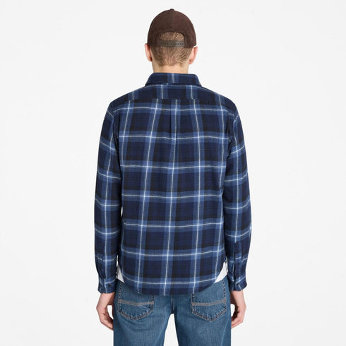 Timberland Mens Midweight Flannel Check Shirt in Dark Blue