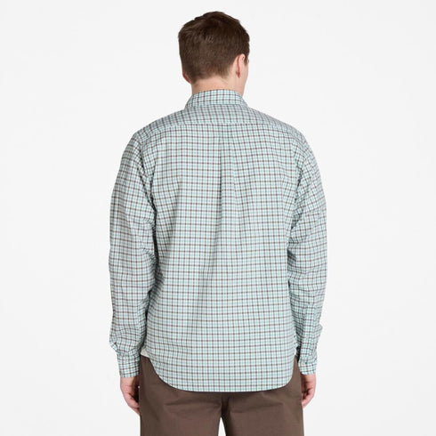 Timberland Mens Stretch Poplin Gingham Shirt in Light Blue