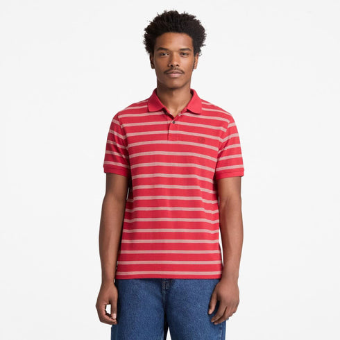 Timberland Mens Millers River 4 Rows Stripes Short Sleeve Polo