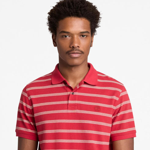 Timberland Mens Millers River 4 Rows Stripes Short Sleeve Polo