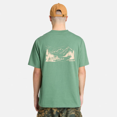Timberland Mens Lake House Back Graphic Tee in Green