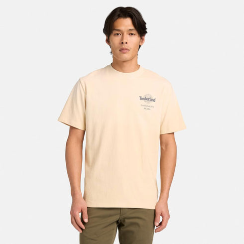 Timberland Mens Sunfaded Back Tree Logo Graphic Hw Tee in Beige