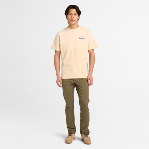 Timberland Mens Sunfaded Back Tree Logo Graphic Hw Tee in Beige