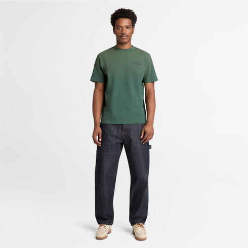 Timberland Mens Sunfaded Back Tree Logo Graphic Hw Tee in Green