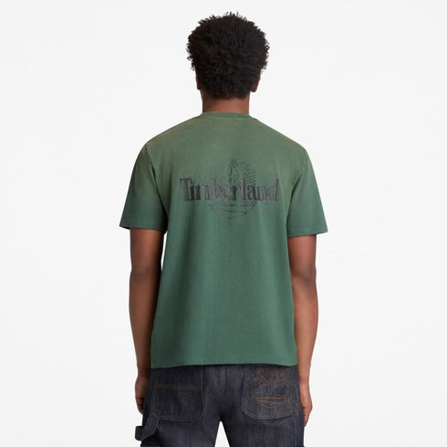 Timberland Mens Sunfaded Back Tree Logo Graphic Hw Tee in Green