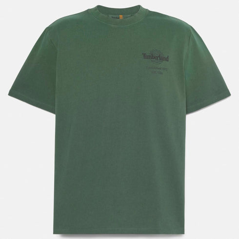 Timberland Mens Sunfaded Back Tree Logo Graphic Hw Tee in Green
