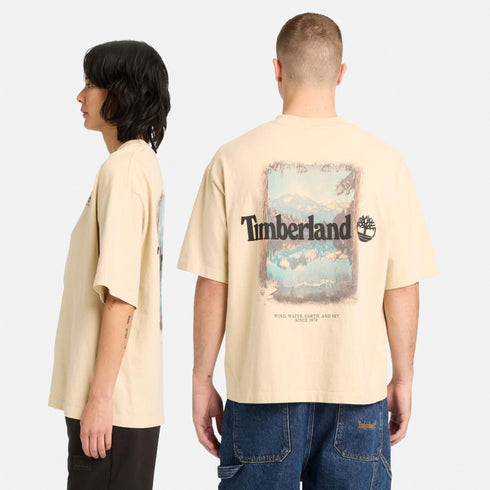 Timberland Mens Outdoor Photo Back Graphic Tee in Beige