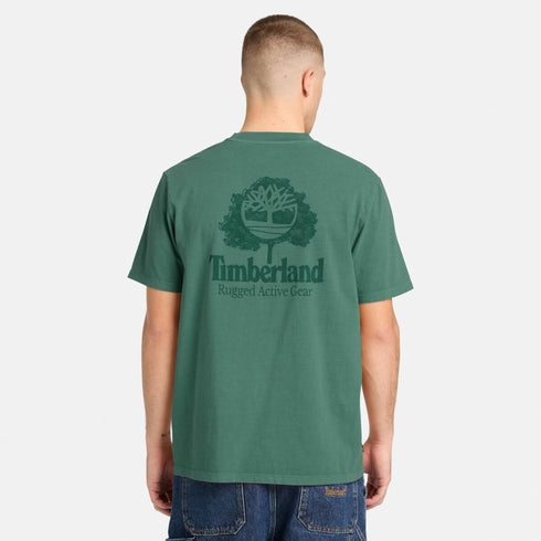 Timberland Mens Rugged Active Gear Back Graphic Tee in Green