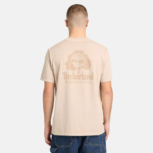 Timberland Mens Rugged Active Gear Back Graphic Tee in White