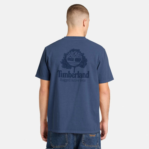 Timberland Mens Rugged Active Gear Back Graphic Tee in Blue