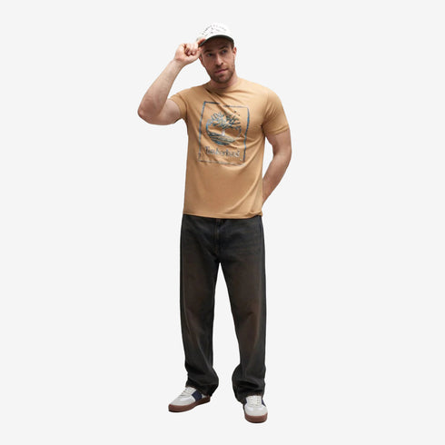 Timberland Mens Water Stack Logo Short Sleeve Tee in Brown