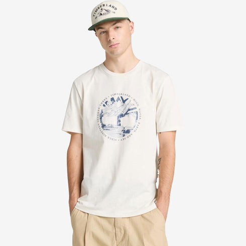 Timberland Mens Tree Logo Lake House Graphic Tee in White