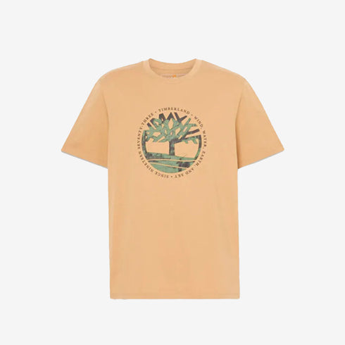 Timberland Mens Tree Logo Lake House Graphic Tee in Brown